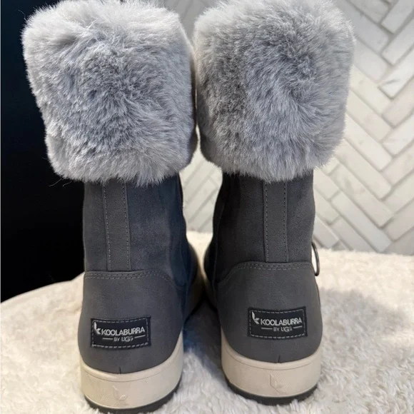Koolaburra Gray Fur-Trimmed Winter Boots - Picture 3 of 6